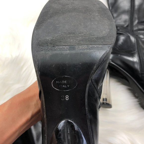 Browns Square Toe Boots Clear Heel - Picture 6 of 10